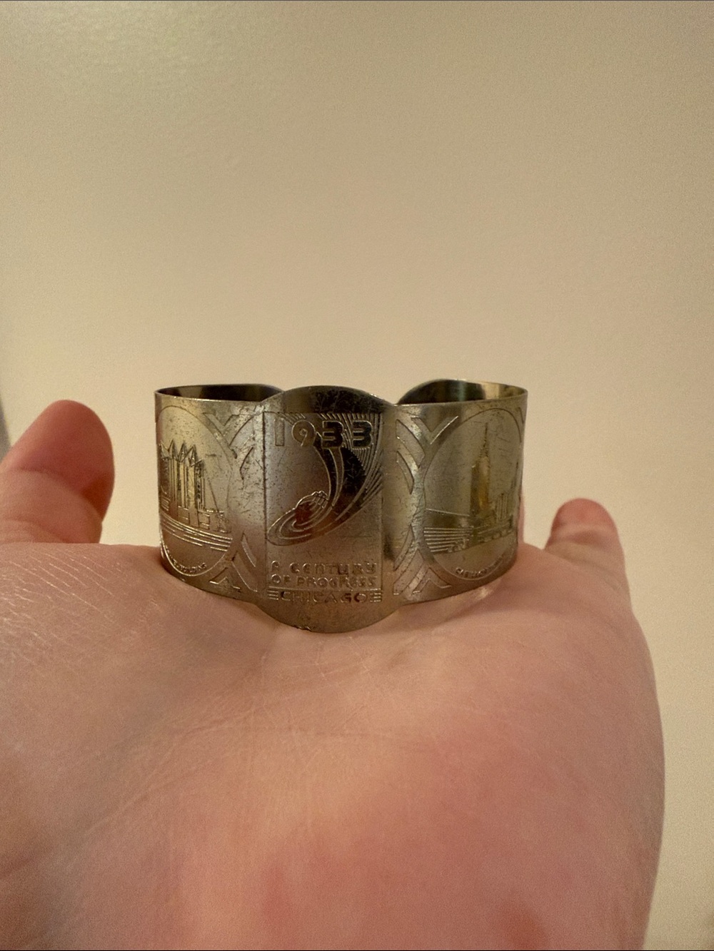 Vintage 1933 Chicago World Fair Cuff Bracelet